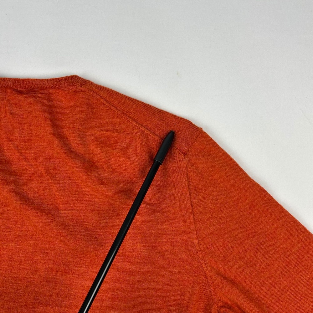 Polo Ralph Lauren Mens Orange Merino Wool V-Neck Sweater Custom‎ Fit Large L/G - Picture 9 of 11